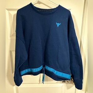 Under Armour Project Rock Blue Crewneck Sweatshirt Size Large Women's Oversized